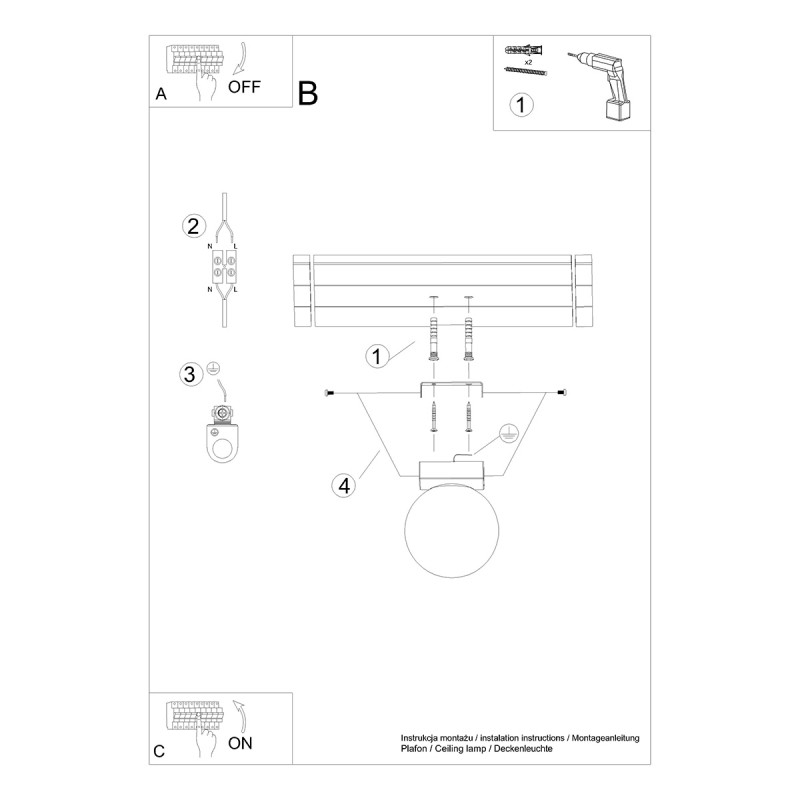 Plafon YOLI 1 czarny SL.1151 Sollux