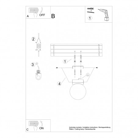 Plafon YOLI 1 czarny SL.1151 Sollux