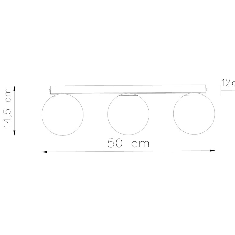 Plafon YOLI 3 czarny SL.1153 Sollux
