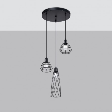 Lampa wisząca SUBA 3P czarna SL.1166 Sollux