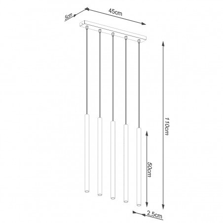 Lampa wisząca PASTELO 5L złota SL.1173 Sollux