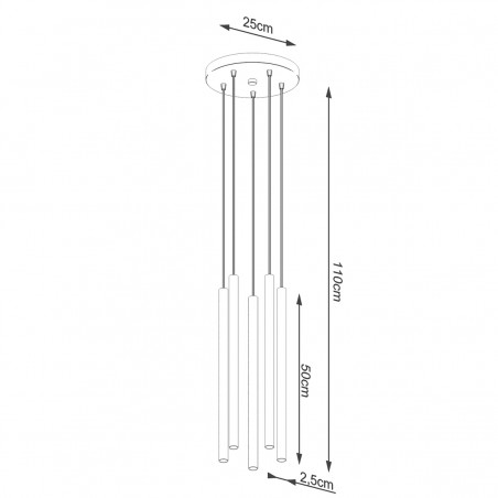 Lampa wisząca PASTELO 5P złota SL.1174 Sollux