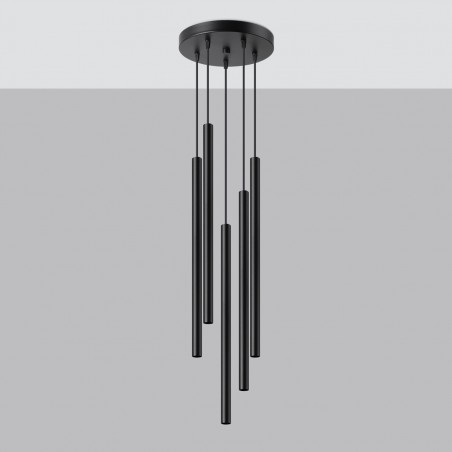 Lampa wisząca PASTELO 5P czarna SL.1176 Sollux