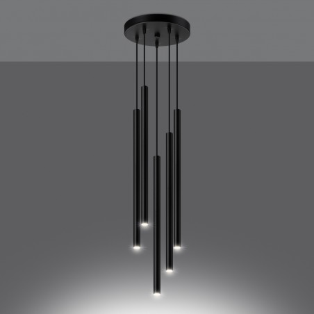 Lampa wisząca PASTELO 5P czarna SL.1176 Sollux