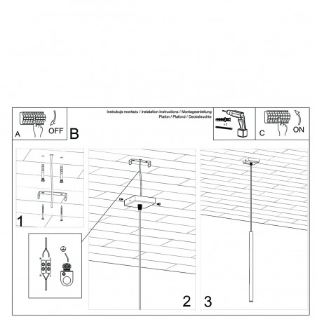 Lampa Wisząca PASTELO 1 złoty połysk SL.1195 Sollux