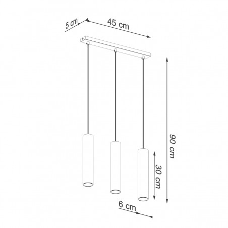 Lampa Wisząca LAGOS 3 złoty połysk SL.1201 Sollux