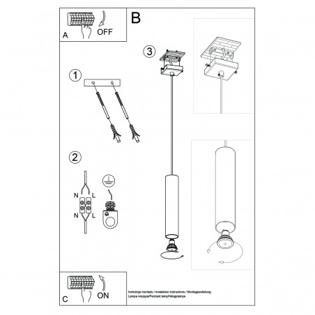Lampa Wisząca LAGOS 1 chrom SL.1204 Sollux