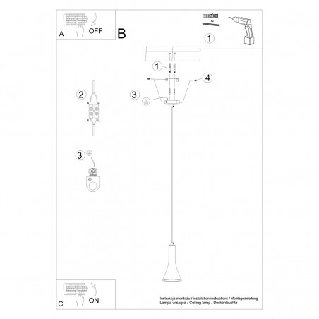 Lampa wisząca REA 1 beton SL.1223 Sollux