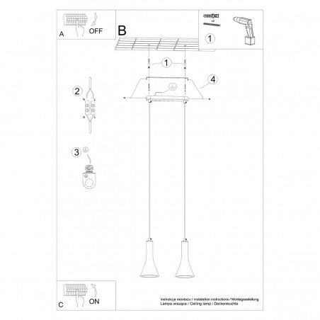 Lampa wisząca REA 2 beton SL.1224 Sollux