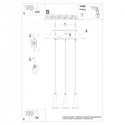 Lampa wisząca REA 3L beton SL.1225 Sollux