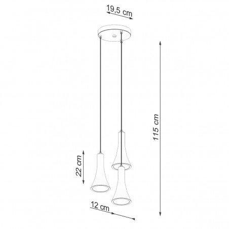 Lampa wisząca REA 3P beton SL.1226 Sollux