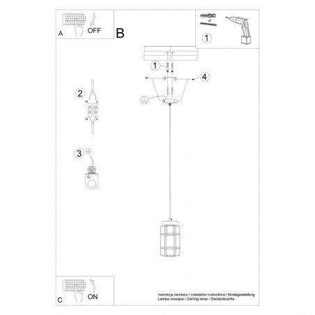 Lampa wisząca GOTTO 1 SL.1263 Sollux