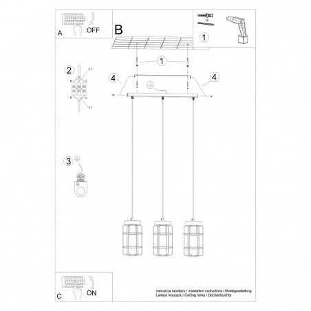 Lampa wisząca GOTTO 3L SL.1264 Sollux