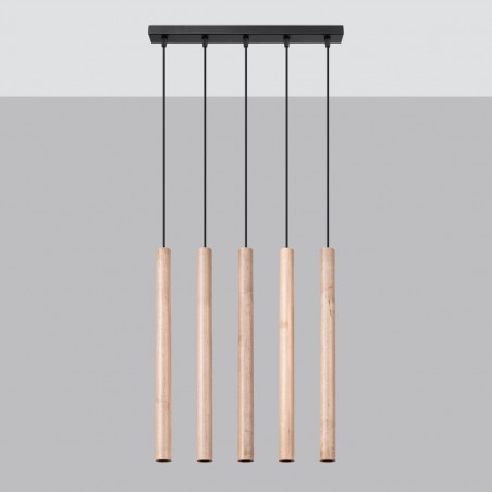 Lampa wisząca PASTELO 5L drewno SL.1269 Sollux