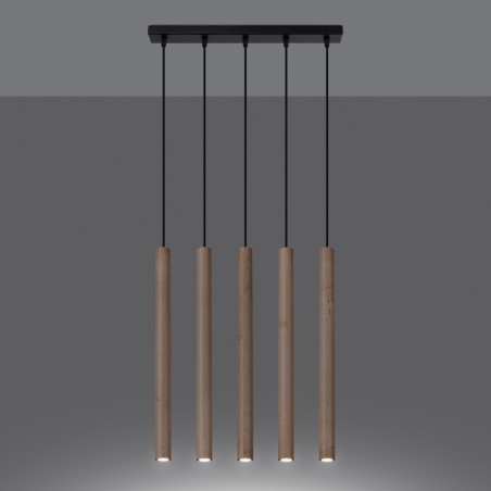 Lampa wisząca PASTELO 5L drewno SL.1269 Sollux