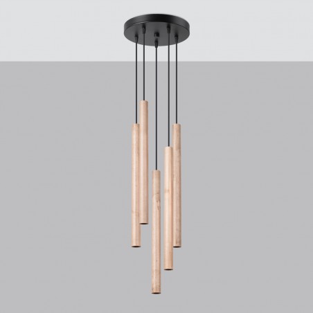 Lampa wisząca PASTELO 5P drewno SL.1270 Sollux