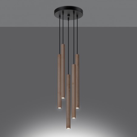 Lampa wisząca PASTELO 5P drewno SL.1270 Sollux