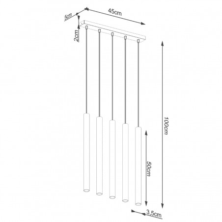 Lampa wisząca PASTELO 5L beton SL.1274 Sollux