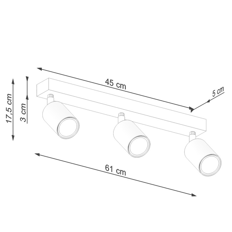 Plafon VERDO 3L czarny SL.1293 Sollux