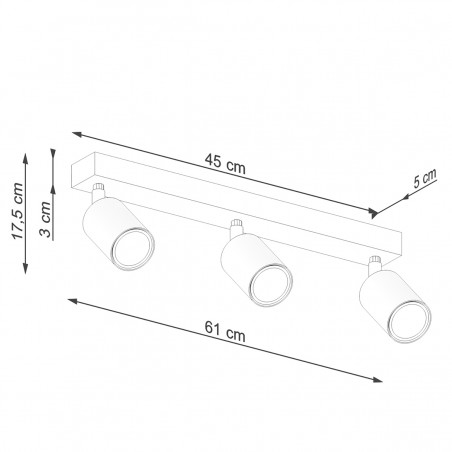 Plafon VERDO 3L czarny SL.1293 Sollux