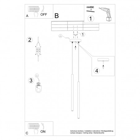Lampa wisząca PASTELO 2 czarna SL.1304 Sollux