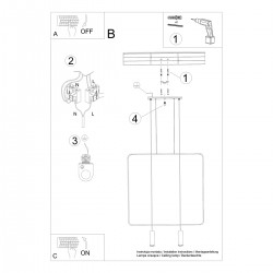 Lampa wisząca RANA 2 czarna TH.019CZ Sollux
