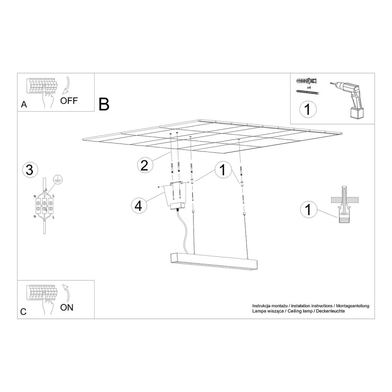 Lampa wisząca PINNE 200 czarna 3000K TH.229 Sollux
