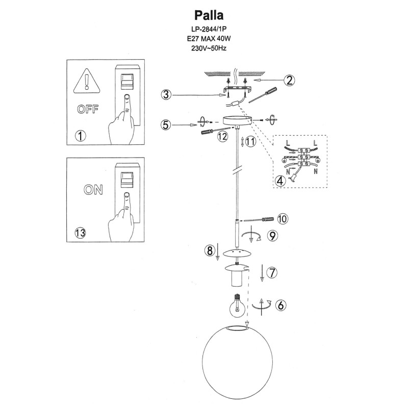 Lampa wisząca Palla mała 1xE14 miedziana LP-2844/1P S MI Light Prestige