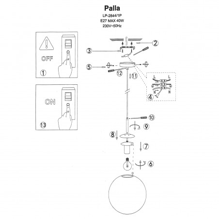 Lampa wisząca Palla mała 1xE14 miedziana LP-2844/1P S MI Light Prestige