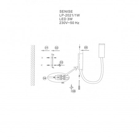 Kinkiet Senise 1xLED czarny LP-2021/1W BK Light Prestige