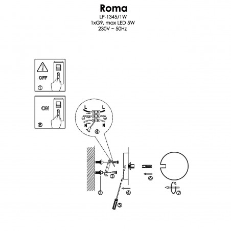 Kinkiet Roma 1xG9 złota LP-1345/1W GD Light Prestige