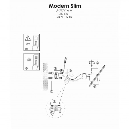Kinkiet Modern Slim L 1xLED chrom IP44 LP-777/1W L CH Light Prestige