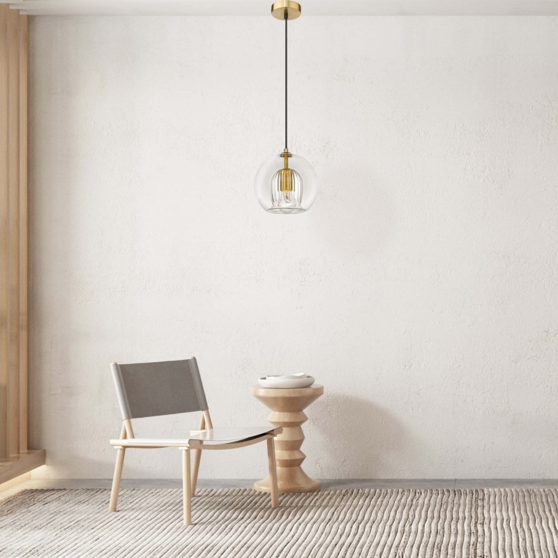 Lampa wisząca Arette 1xE27 złota/transparentna LP-133/1P Light Prestige