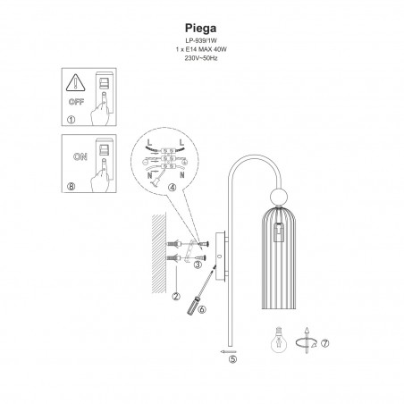 Lampa wisząca Piega 1xE14 biała LP-939/1P white Light Prestige