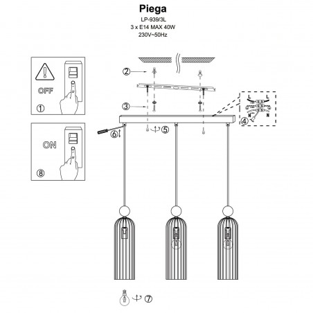 Lampa wisząca Piega 3xE14 LP-939/3L Light Prestige