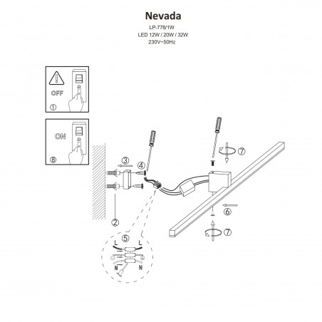 Kinkiet Nevada M 1xLED biały IP44 LP-778/1W M WH Light Prestige