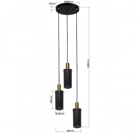 Lampa wisząca Tirana 3xE27 czarna LP-945/3P BK Light Prestige