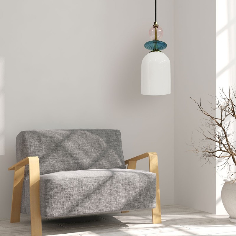 Lampa wisząca Tropea 1xE27 biała, średnia LP-2004/1P M WH Light Prestige