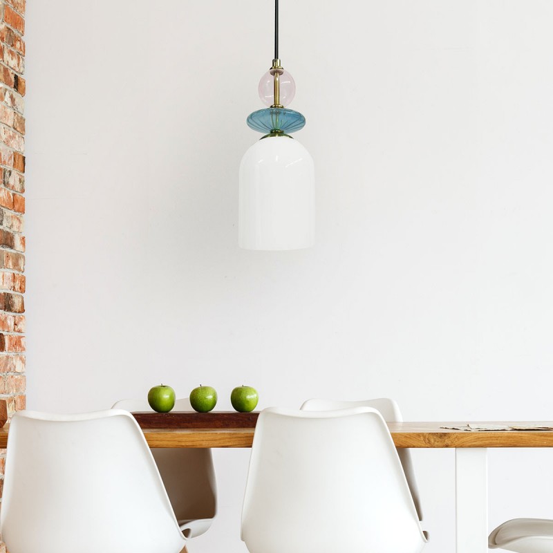 Lampa wisząca Tropea 1xE27 biała, średnia LP-2004/1P M WH Light Prestige