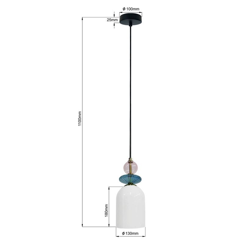 Lampa wisząca Tropea 1xE27 biała, średnia LP-2004/1P M WH Light Prestige