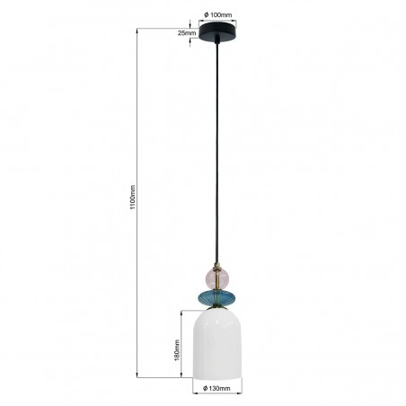 Lampa wisząca Tropea 1xE27 biała, średnia LP-2004/1P M WH Light Prestige
