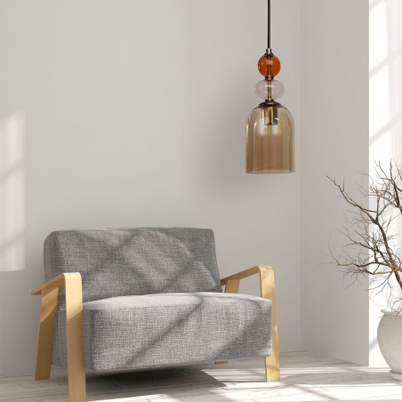 Lampa wisząca Tropea 1xE27 bursztynowa, średnia LP-2004/1P M AM Light Prestige