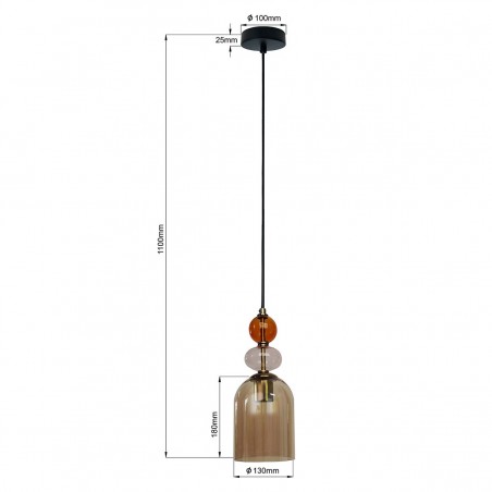 Lampa wisząca Tropea 1xE27 bursztynowa, średnia LP-2004/1P M AM Light Prestige
