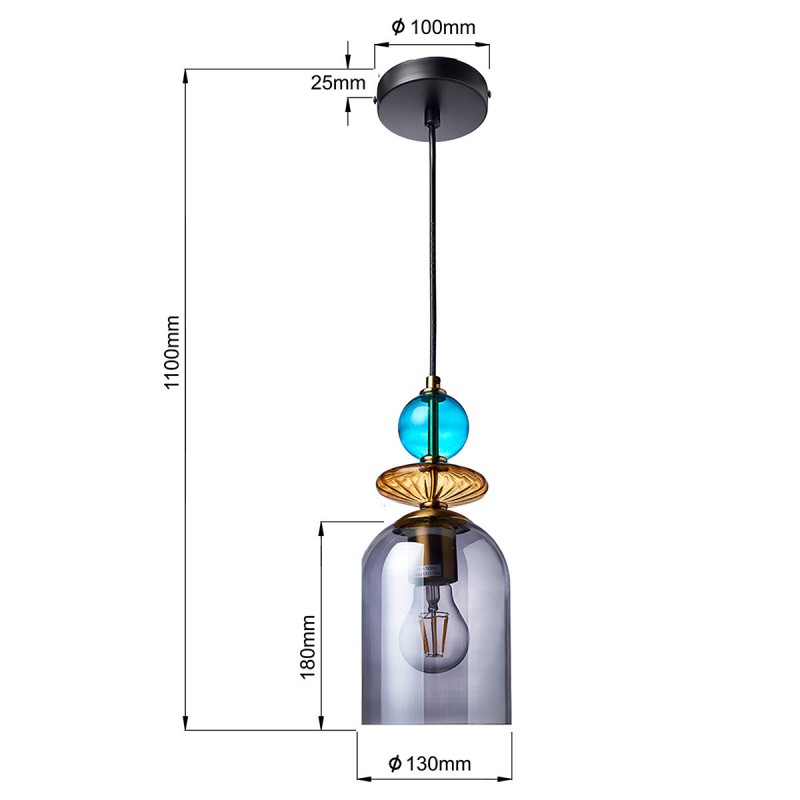 Lampa wisząca Tropea 1xE27 dymna, średnia LP-2004/1P M SM Light Prestige