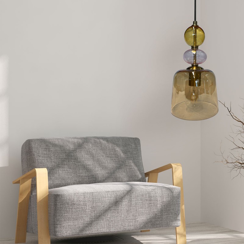 Lampa wisząca Tropea 1xE27 bursztynowa, mała LP-2004/1P S AM Light Prestige