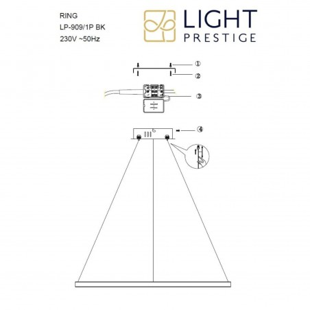 Lampa wisząca Ring średni CCT 1xLED czarny LP-909/1P M BK CCT Light Prestige