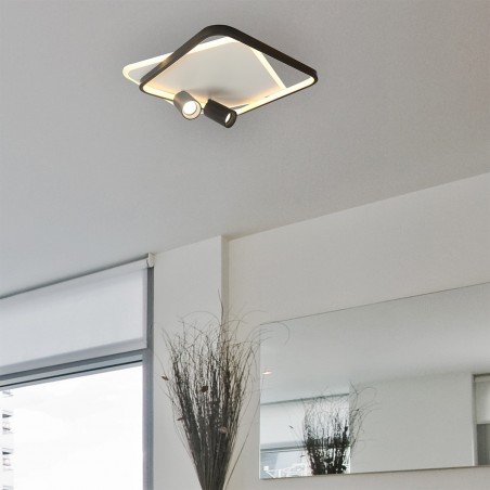 Plafon Parma 2 2xGU10 + 1xLED CCT kwadrat czarny LP-0612/2C Square BK Light Prestige