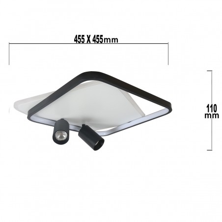 Plafon Parma 2 2xGU10 + 1xLED CCT kwadrat czarny LP-0612/2C Square BK Light Prestige
