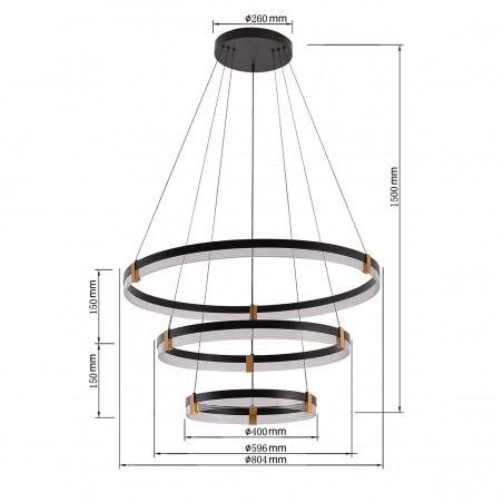 Lampa wisząca Plum 3 LED CCT czarna LP-0407/3P BK Light Prestige
