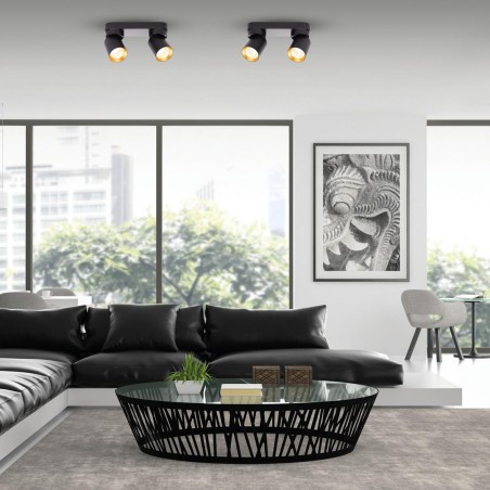 ML9935 Lampa Sufitowa Andy 2xGU10 Czarny + Złoty Milagro